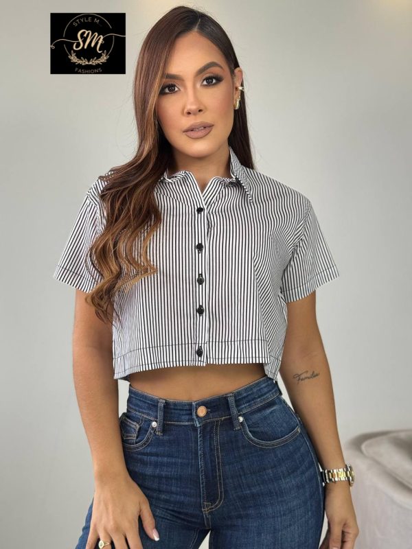 CAMISA MANGA CORTA RAYADA OVERSIZE - Imagen 6