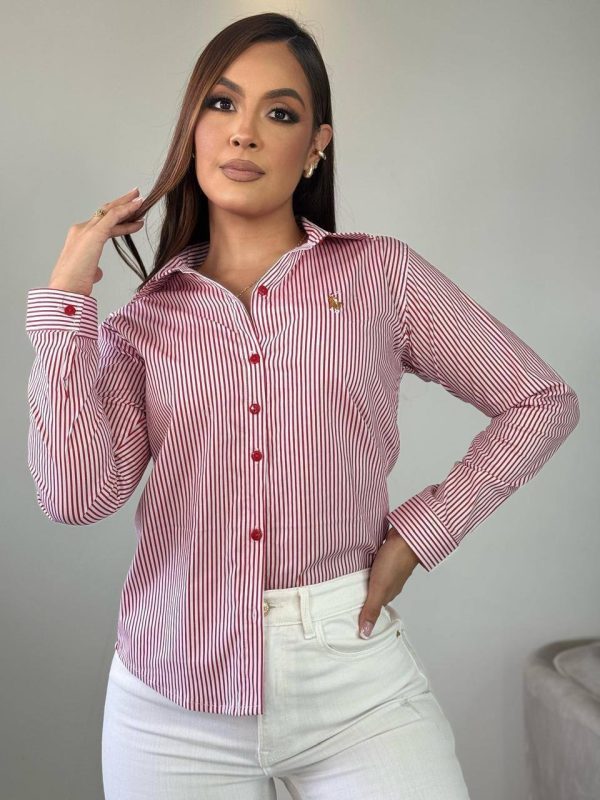 CAMISA MANGA LARGA RAYADA PARA DAMA