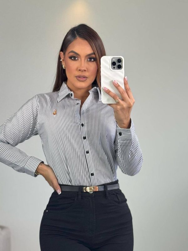 CAMISA MANGA LARGA RAYADA PARA DAMA - Imagen 3