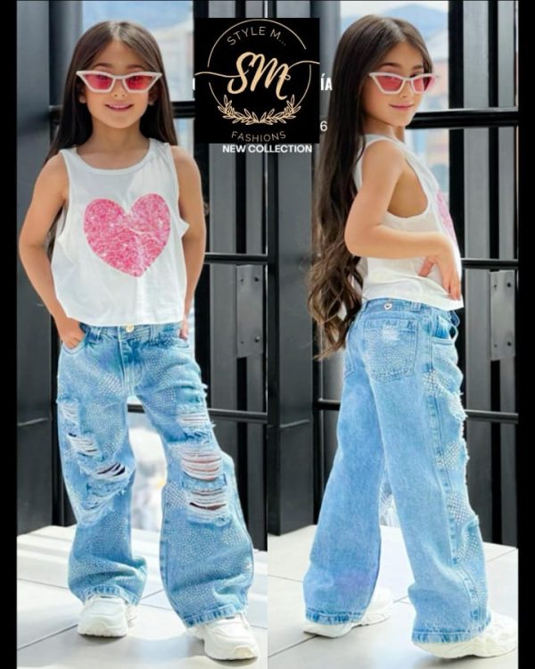 PANTALÒN PALAZZO CON PIEDRERIA PARA NIÑA - Imagen 5