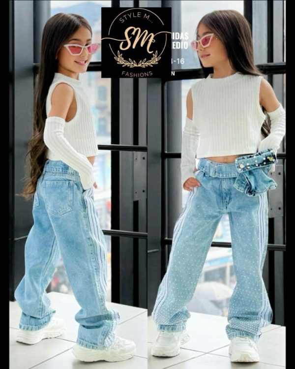 PANTALÒN PALAZZO CON PIEDRERIA PARA NIÑA - Imagen 7