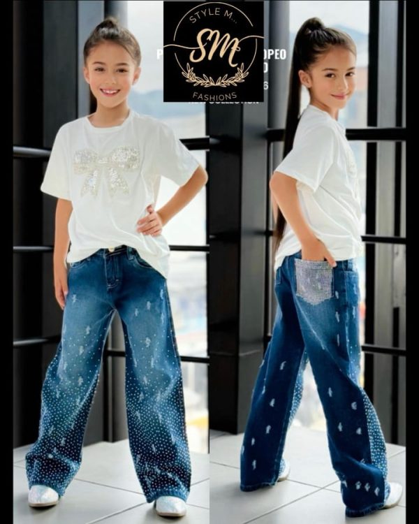 PANTALÒN PALAZZO CON PIEDRERIA PARA NIÑA - Imagen 8