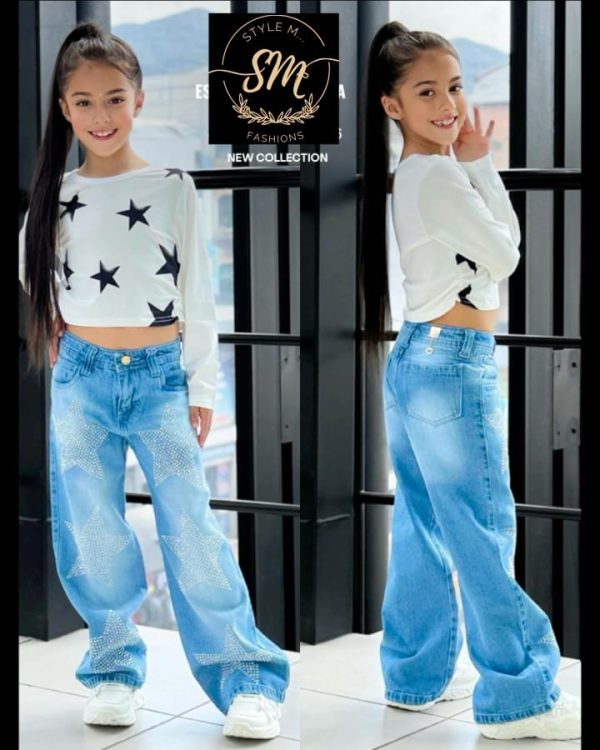 PANTALÒN PALAZZO CON PIEDRERIA PARA NIÑA - Imagen 9